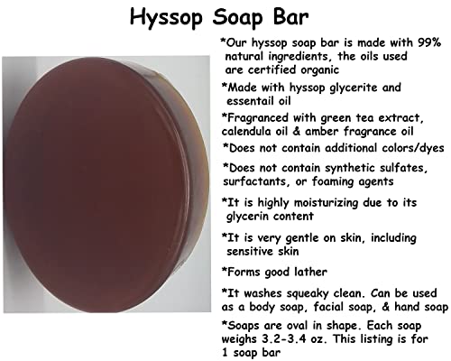 BIBLE N Beautyoils Cleanse Me With Hyssop Natural Herba Soap Bar, Infused with Hyssop, Calendula, Green Tea Extracts, and Amber Fragrance for a Refreshing Experience (Green Tea Calendula & Amber)