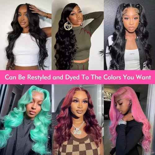 sdamey 26 Inch 13x6 Lace Front Wigs Human Hair 250% Density HD Body Wave Lace Front Wigs Human Hair Pre Plucked Wigs Human Hair for Women Gluless Wigs with Baby Hair #1 Jet Black