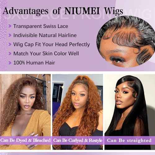 Deep Wave Lace Front Wig 13x6 100% Remy Virgin Human Hair 210% Density HD Lace Frontal Wigs for Black Women Natural Color Pre-Plucked with Baby Hair 24 inch