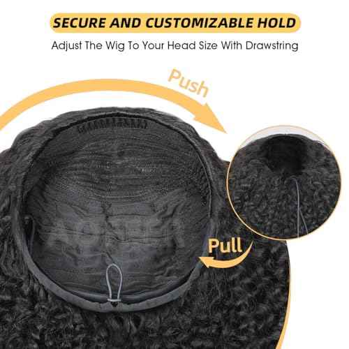 Kinky Straight 3 in 1 Half Wig Human Hair 200 Density Upgrade Headband Wig No Glue Seamless Flip Over Yaki Straight Wig with Drawstring Wear and Go Glueless Wigs for Women 18 Inch