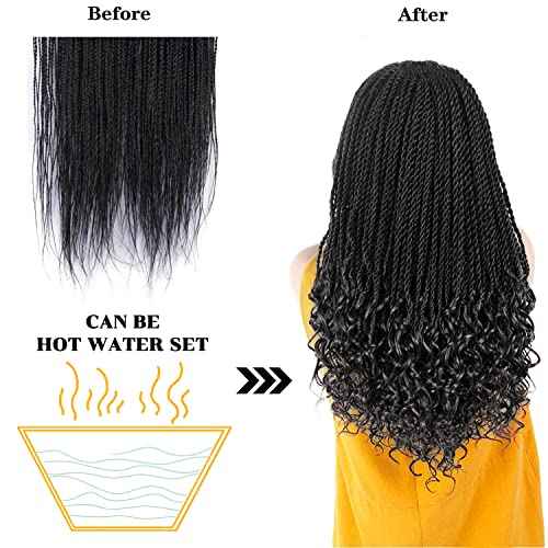 NAYOO Senegalese Twist Crochet Hair For Black Women - 8 Packs 35 Strands/Pack Small Twist Crochet Braids Hair Hot Water Setting, Crochet Braiding Hair Straight Ends(18 Inch, 1B)