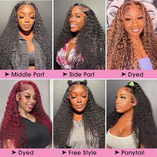 13x6 lace Front Wigs Human Hair 180% Density Water Wave Lace Front Wigs Human Hair Pre Plucked HD Transparent Lace Frontal Wigs Wet and Wavy Wigs Human Hair 24 inch