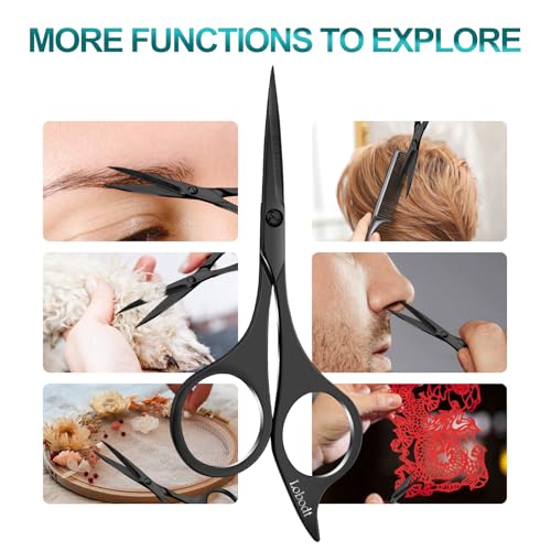 Professional beard scissors, 4.9-inch (black) small pointed stainless steel hairdressing scissors, Moustache Trimming£¬suitable for personal care and beauty of both men and women