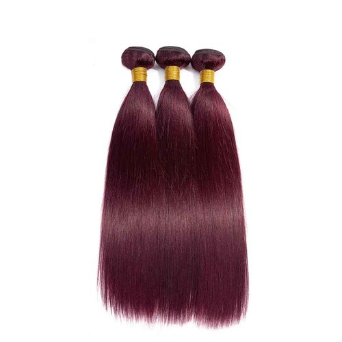 BilltiiWW 99j Human Hair Straight Bundles Wine Red Human Hair Burgundy Bundles Brazilian Weave Wet and Wavy Soft Silky for Woman 8 10 12 Inch