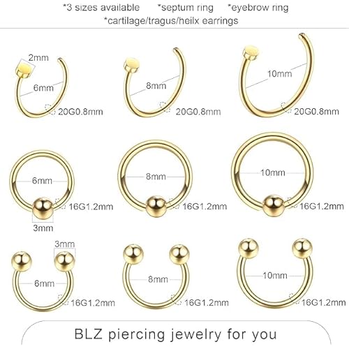 Xpircn Piercing Kits Stainless Steel 20G 18G 16G 14G 12G Lip Nose Tongue Tragus Cartilage Daith Eyebrow Belly Button Rings Clear Retainer Piercing Jewelry