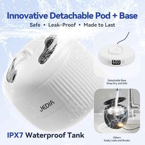 2025 Upgrade JEDIA Ultrasonic Retainer Cleaner Machine with 4 Modes ? 45kHz 180ML Ultrasonic Cleaner for Retainer, Denture, Mouth Guard, Jewelry, Ring, Leak-Proof Detachable Tank & Base, Easy-to-Clean