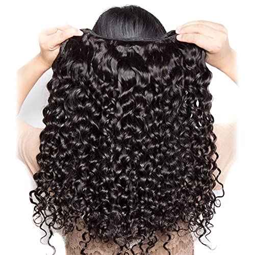Water Wave Bundles Human Hair 3 Bundles Water Curly (20 22 24 Inch) Brazilian Full Virgin Remy Hair Extension for Women Wet and Wavy Hair Weft Natural Color