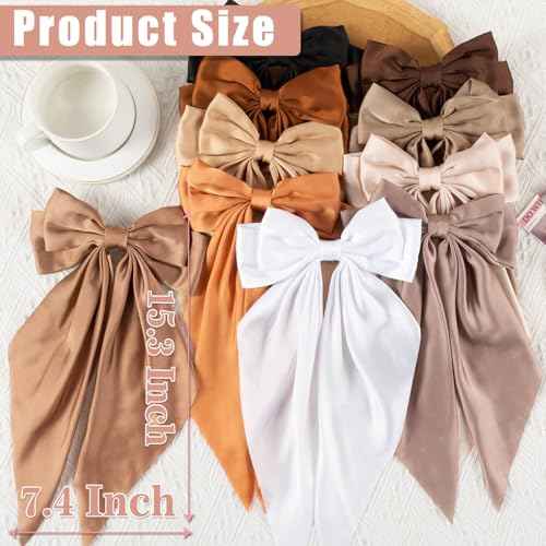 10 PCS Large Hair Bows Ribbon Bow for Women,Hair Bows for Womens,Oversized Long-tail Cute Aesthetic Hair Accessories,Large Hair Barrettes for Women,Big Bows for Girls£¨Warm brown