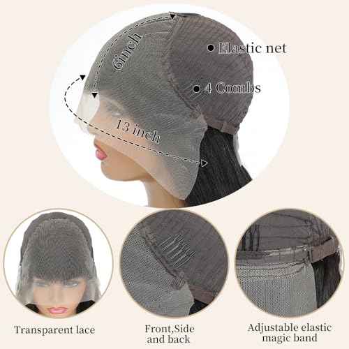 28 Inch 13x6 Body Wave Lace Front Wigs Human Hair Pre Plucked HD Transparent Lace Frontal Wigs 200 Density Real Human Hair Wigs Natural Black Glueless Wig