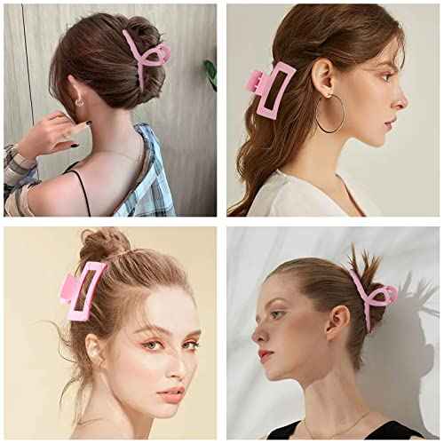 Pink Hair Clips, 6 Pack Cute Hair Clips for Thin Thick Hair 1.85-4.5 Inch Matte Non Slip Jaw Clips Flower Banana Butterfly Claw Clips Hair Accessories for Women and Girls¡¦