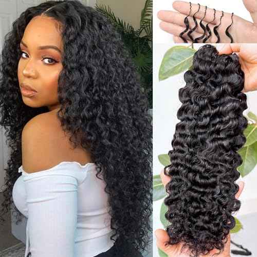 BLG Burmese Water Wave Human Crochet Hair 16 Inch 120g Knotless Pre-Separated Crochet Hair Extensions Real Human Hair Burmese Curly Micro-Link Crochet Hair for Women