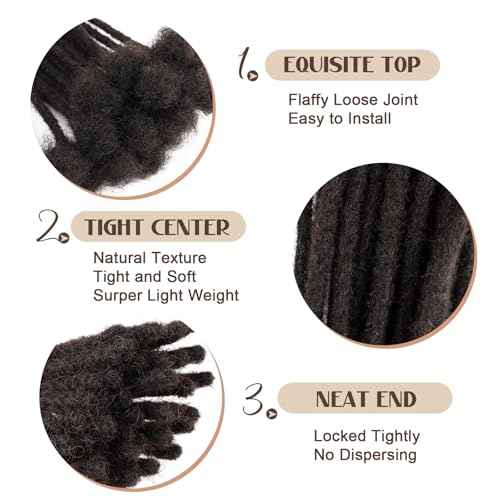 8 Inch 100 Strands loc Extensions Human Hair for Men/Women 0.6cm Thickness Human Hair Dreadlock Extensions Can Be Dyed and Bleached Soft Dreadlocks