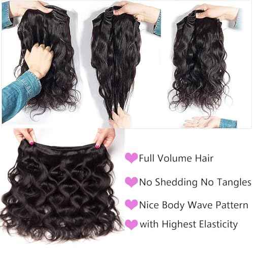 12A Human Hair Bundles 22 24 26 Inch Body Wave Bundles Human Hair 100% Unprocessed Brazilian Virgin Hair Body Wave 3 bundles Deals Human Hair Extensions Quick Weave for Women Natural Black