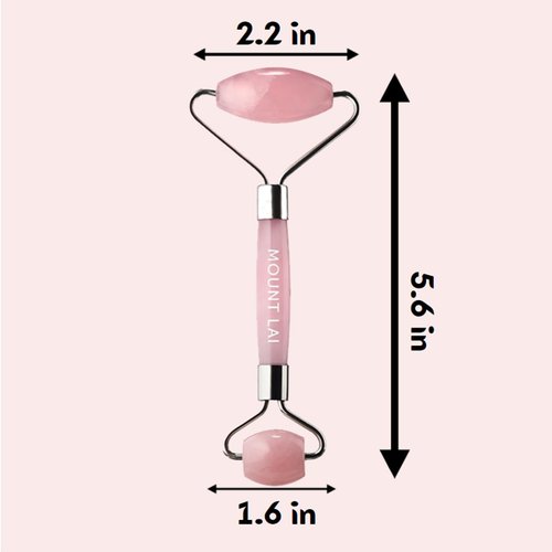 Mount Lai De-Puffing Rose Quartz Facial Roller – The Stone of Love, Certified Rose Quartz Face Roller for Anti-Aging, Soothing & Radiant Skin, Facial Massager Tool for Self-Care Ritual