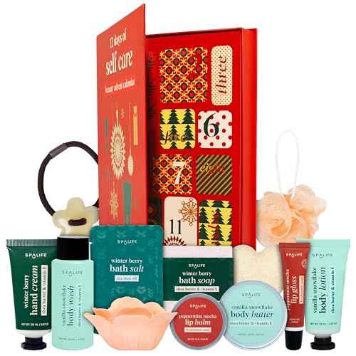 SpaLife Holiday 12-Day Beauty Advent Calendar ? Travel-Friendly Skincare ? Gift Set ? 12 Days of Self-Care Spa Set ? Body Care Skin Care ? SpaLife Holiday Stocking Stuffer