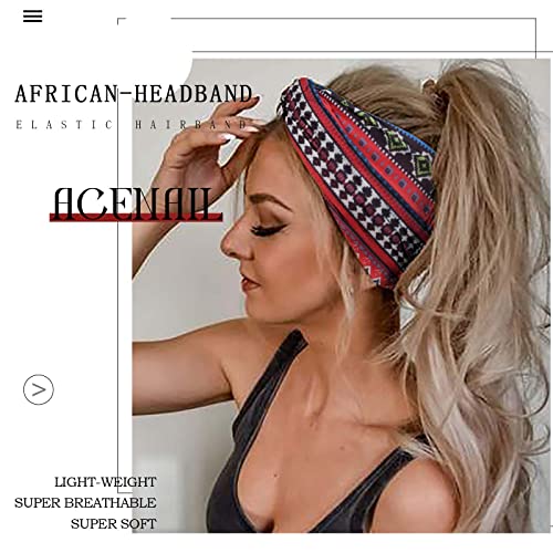 Acenail Wide Headbands Women Turban Knotted Headband Elastic Non Slip Hairbands African Head Bands Cotton Workout Head Wraps Bohemian Head Band Running Sports Hairband Yoga Head Scarfs Boho Hair