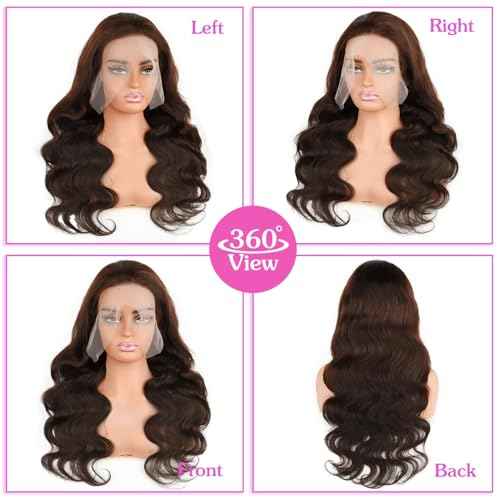 Chocolate Brown Lace Front Wig Human Hair 28 Inch Body Wave 13x6 HD Lace Frontal Wigs Human Hair Pre Plucked for Women