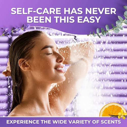 Cleverfy Shower Steamers Aromatherapy - Compact Variety Pack of 6 Shower Bombs with Essential Oils. Personal Care and Relaxation Birthday Gifts for Women and Men. Purple Set