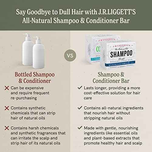 J.R.LIGGETT¡¯S Shampoo and Conditioner Bar - Conditioner 1.75oz + Two Moisturizing Formula Solid Shampoo Bar 3.5oz - All-Natural Ingredients for Hair Clean, Soft, Tangle-Free, 3 Pack