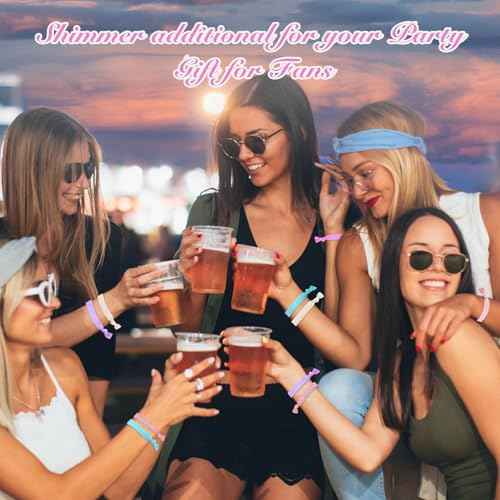 24pcs Colorful Elastic Hair Bands with Thanks Shimmer Cards Gift for Fans Women Birthday Party favors