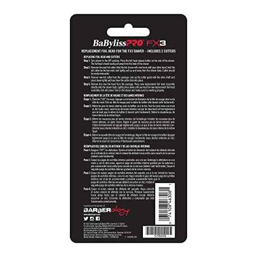 BaBylissPRO Barberology Professional FXX3RFB FX3 Black Replacement Double Foil Shaver Head with 2 Cutters