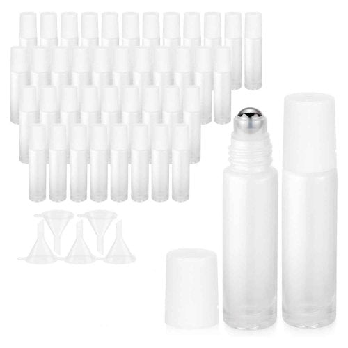 JIUWU 42pcs Rollerball Perfume Bottles For Essential Oils 0.3oz Glass Bottle for Oil 10ml Pperfume Roller Bottles for Skin Lotion, Massage Oils