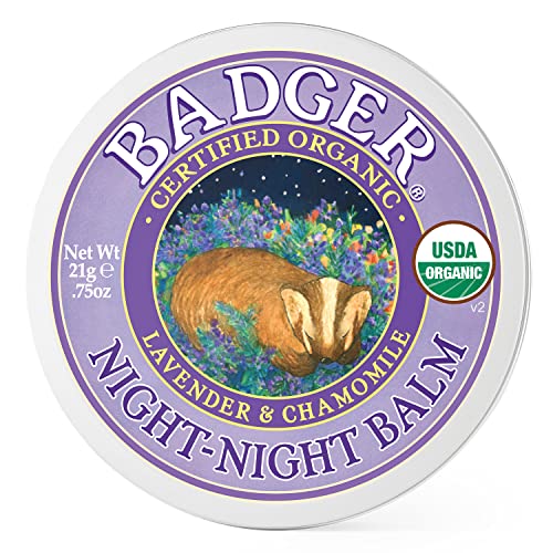 Badger Night Night Balm, Organic Sleep Balm for Kids with Chamomile & Lavender Essential Oils, 0.75 Oz Metal Tin