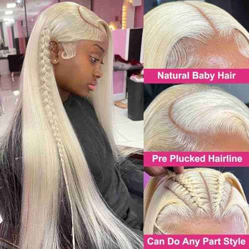 Sebast 26 Inch 613 Lace Front Wig Human Hair 13x6 Blonde Straight Transparent Lace Front Wigs Human Hair Pre Plucked 613 HD Lace Frontal Wig 13x6 200 Density Blonde Wigs Human Hair for Women