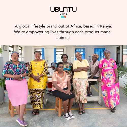 Ubuntu Life Kuba Pouch ? Makeup & Toiletry Bag for Women Made with Natural Cotton Canvas, Stylish Cosmetic Bag with Kuba African Print (Black & Eggshell, Large)