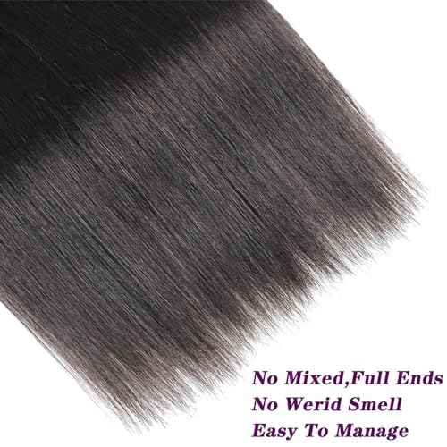 Straight Bundles Human Hair 36 inch 100% Unprocessed Brazilian Straight Hair Bundles 12A Remy Virgin Retain the Intact Cuticle, Long Lifespan