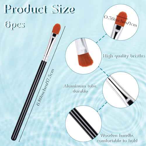 6 Pcs Flat Eye Shadow Primer Applicator Brush for Blending Concealer Small Makeup Concealer Eyeshadow Brow Brushes Liquid Shadows and Eye Primer Base Makeup Tool Concealing Small Imperfection