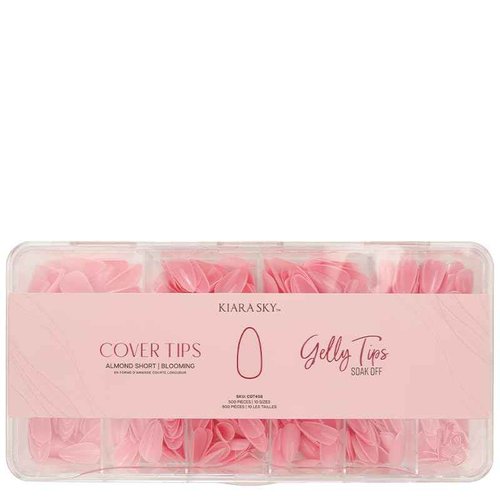 Kiara Sky Short Almond Cover Gelly Tips | Soak Off Pre-Shaped Soft Gel Nail Extensions | Blooming