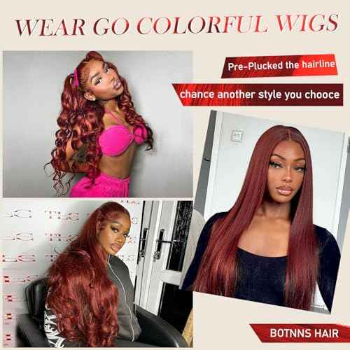 30 Inch Brown Wig Human Hair 200 Density Reddish Brown 13x4 HD Lace Front Wigs Human Hair Pre Plucked Brown Body Wave Human Hair Wig Colored Reddish Brown Lace Frontal Wigs