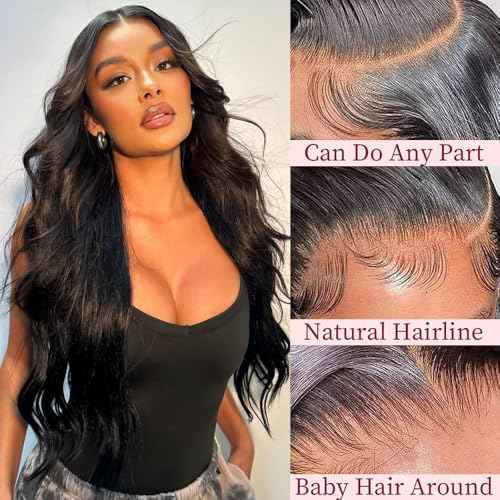 Bob Wig Human Hair 13x4 Body Wave Lace Front Wigs Human Hair 200% Density Human Hair Wigs for Black Women with Baby Hair (18 Inch, Natural Black)