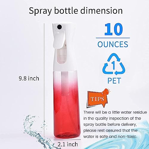 (2 Packs) Hair Spray Bottles, Continuous Water Mister Spray Bottle Empty for Hairstyling, Skin Care, Cleaning and Plant Spraying, 300ml/ 10 Oz (ORANGE+BLUE)