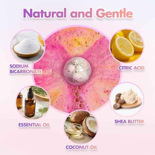 Unicorn Bath Bombs with Surprise Inside for Kids Girls, 6 Kids Bath Bombs with Jewelry Inside, Natural Bubble Bath Set for Skin Moisturizing, Birthday Christmas Easter Gifts for 4 5 6 7 8 Year Old
