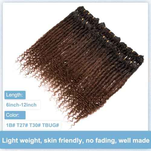 Originea 0.6cm 6-18 Inch 100% Human Hair Dreadlock Extensions Curly Ends Loc Extensions Human Hair For Women/Kids Handmade Permanent Loc Extensions Can Be Dyed Bleached Curled T30# 10 inch 30 Strands