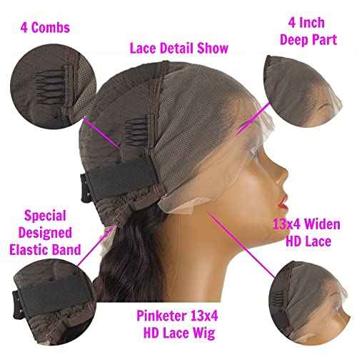 13x4 Deep Wave Lace Front Wigs Human Hair 180% Density Curly Human Hair Wigs for Black Women Wet and Wavy Wig Pre Plucked with Baby Hair (Deep Wave Wig, 22 Inch)