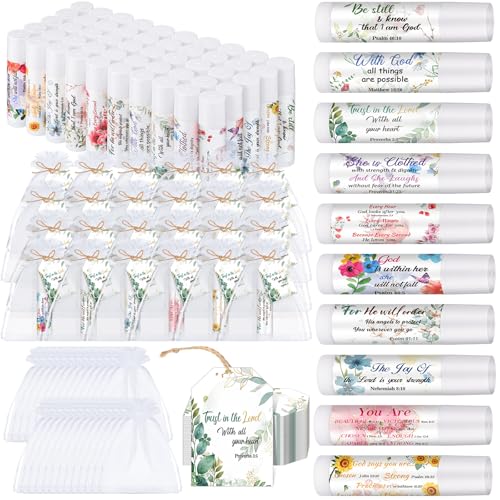 20 Set Christian Religious Gift Bulk Lip Balm for Women Christian Church Party Favor Bulk Bible Verse Lip Balm with Scripture Christmas Inspirational Gift for Coworker Staff Employee