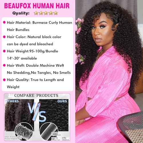 Burmese Curly Human Hair 3 Bundles 18 20 22 Inch 14A Unprocessed Virgin Burmese Water wave Hair Extension Real Human Hair Natural Color Spiral Curly End 3C4A Human Hair Weft Extensions