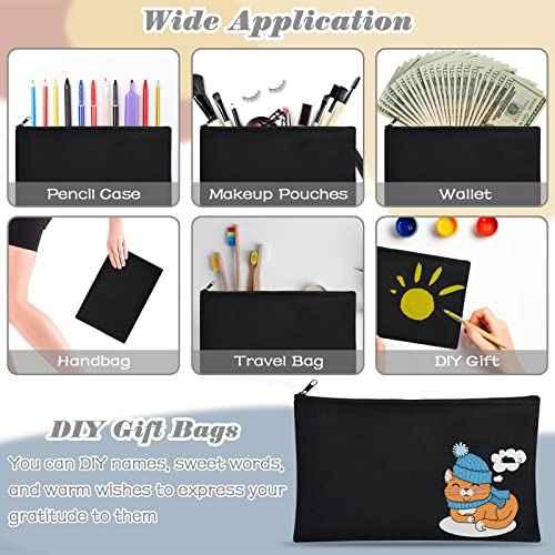 ZeeDix Canvas Pouch- Multi-purpose Cosmetic Bag with Zipper, DIY Craft Canvas Zipper Pouch Blank Makeup Bags Bulk Travel Toiletry Bag for Storage (8.3 x 5 inches)