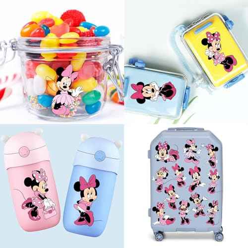 Minnie Birthday Party Supplies, 34Pcs Temporary Tattoos Party Favors, Removable Tattoo Stickers for Goody Bag Treat Bag Stuff for Mouse Birthday Party Decoration