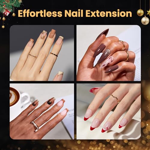 Beetles Tipex Lite Apex Nail Tips, Stiletto Medium, 256pcs 16 Sizes,Pre-Building Pre-Etched Acrylic Nail Tips for Flat Nails & Natural Nail Beds