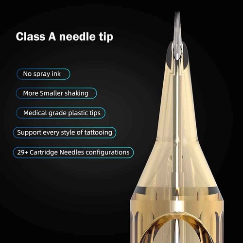 Ambition Premium 50Pcs #10 Bugpin 5RL Tattoo Cartridges Needles Disposable Supply 5 Round Liner for Professionals and Beginners Tattoo Artists