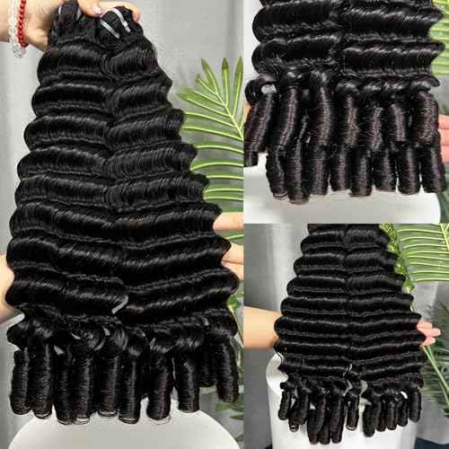 Lemoda Burmese Deep Wave Bundles Human Hair 14 14 14 Inch 100% Unprocessed Raw Human Hair Loose Deep Wave 3 Bundles Extensions 15A Raw Burmese Curly Bundles Natural Color