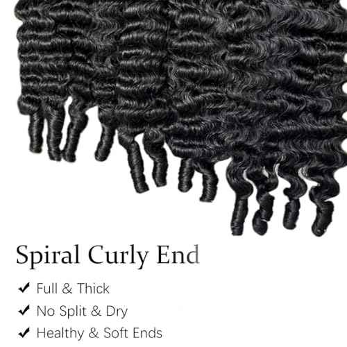 Burmese Curly Bundles Human Hair 16 18 20 Inches 100% Unprocessed Burmese Raw Hair Extension 3c4a Water Wave with Spiral Curly End Real Human Hair Extensions Natural Black