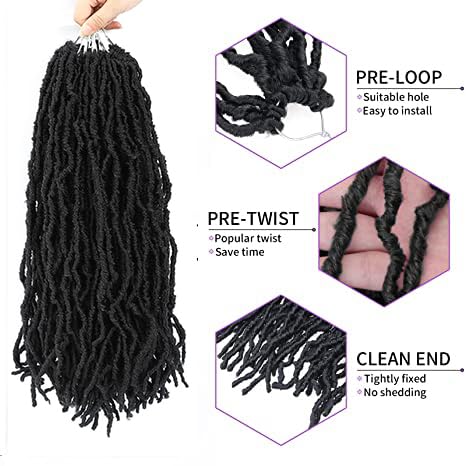 10Packs Nu Locs Crochet Hair Braids Long Soft Locs 14inch Crochet Hair Pre-looped Goddess locs Curly wave Synthetic Hair for Black Women (14, 1b)