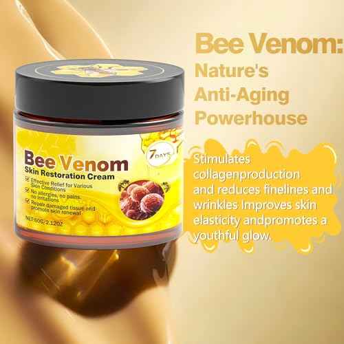 Bee Venom Skin Treatment Cream - Anti Aging Moisturizer with Collagen Boost & Skin Brightening, Bee Venom Sensitive Skin Tightening Care Day & Night Use 2.12 OZ