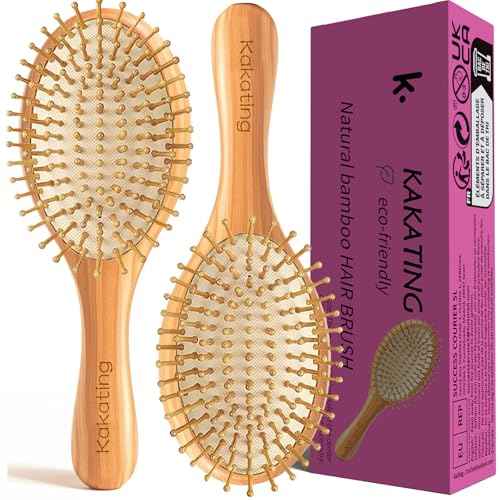 16 Pack Bamboo Hair Brush for Hair Growth | Natural Wooden Hairbrush Detangling Massaging Scalp Bulk (Ellipse, Count, 16)