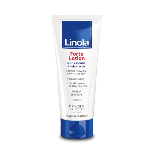 Linola Forte Lotion - Body Lotion with Essential Linoleic Acids - Nourishing Cream against Itching with 24-Hour Effect - Soothes Itchy, Dry & Irritated Skin - Made in Germany - 200 ml (6.8 Fl Oz)